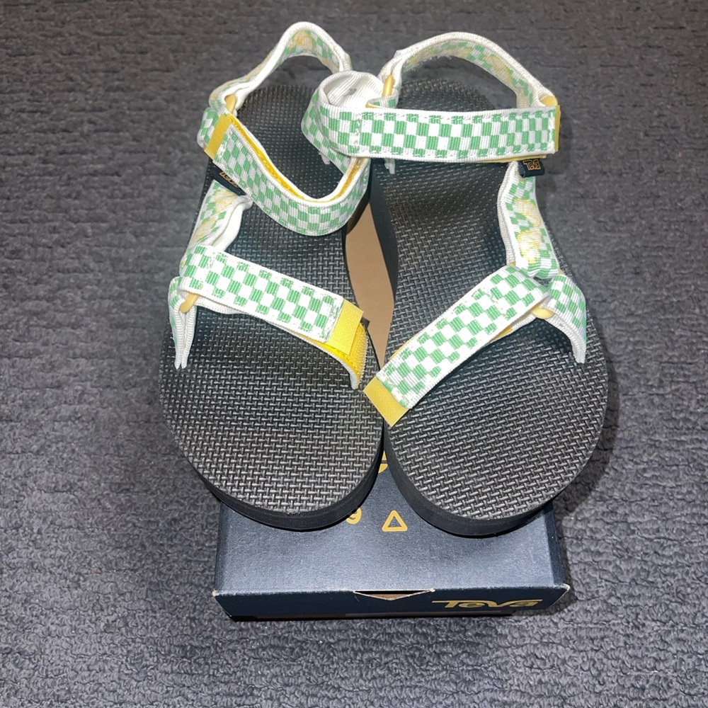 Teva Green and Yellow Checkered Sandals